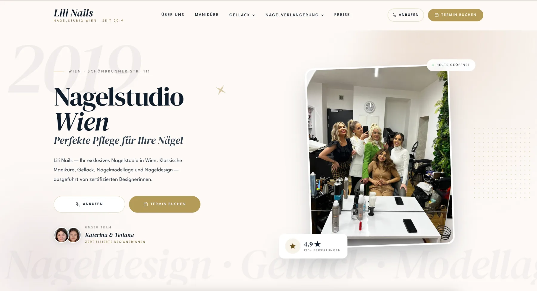 Lili Nails – Nagelstudio Wien: Website-Startseite am Desktop