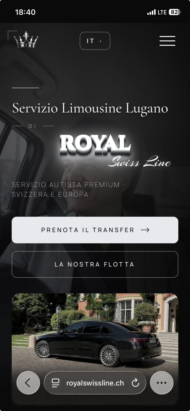 Royal Swiss Line – dieselbe Website mobil auf dem Smartphone
